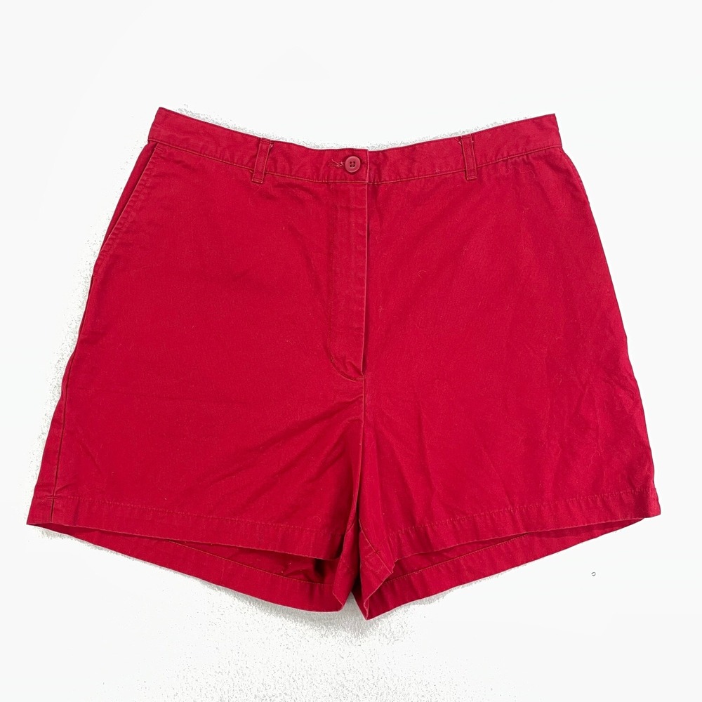 Vintage Eddie Bauer Chino Shorts Womens 12 Red Cotton High Rise‎ Nautical Preppy